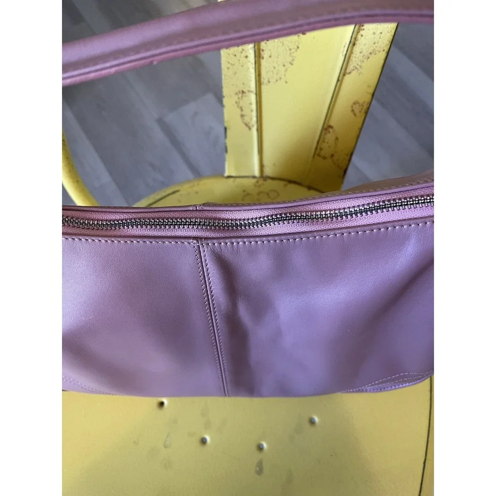 Desmo Pink Leather Handbag 2 Buckle Side Pockets Made In Italy